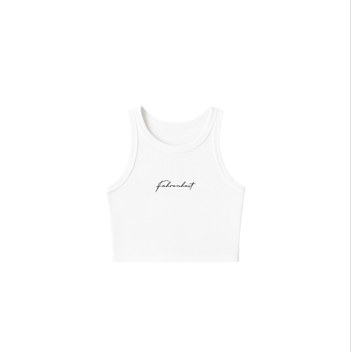 White Fahrenheit Round Neck Tank-Top