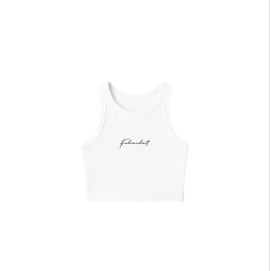 White Fahrenheit Round Neck Tank-Top