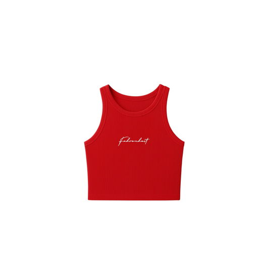 Women’s Red Round Neck Fahrenheit Tank-Top